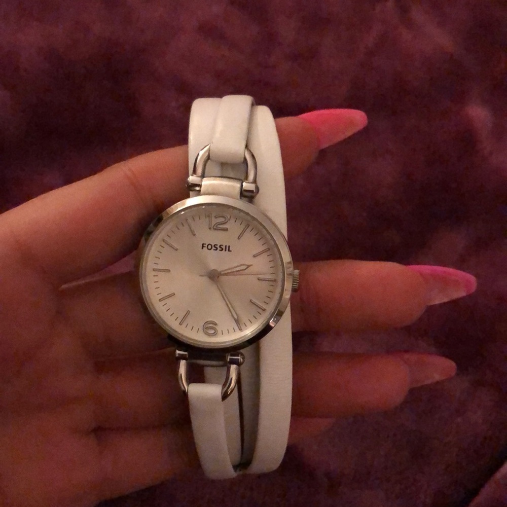 White leather Fossil Watch